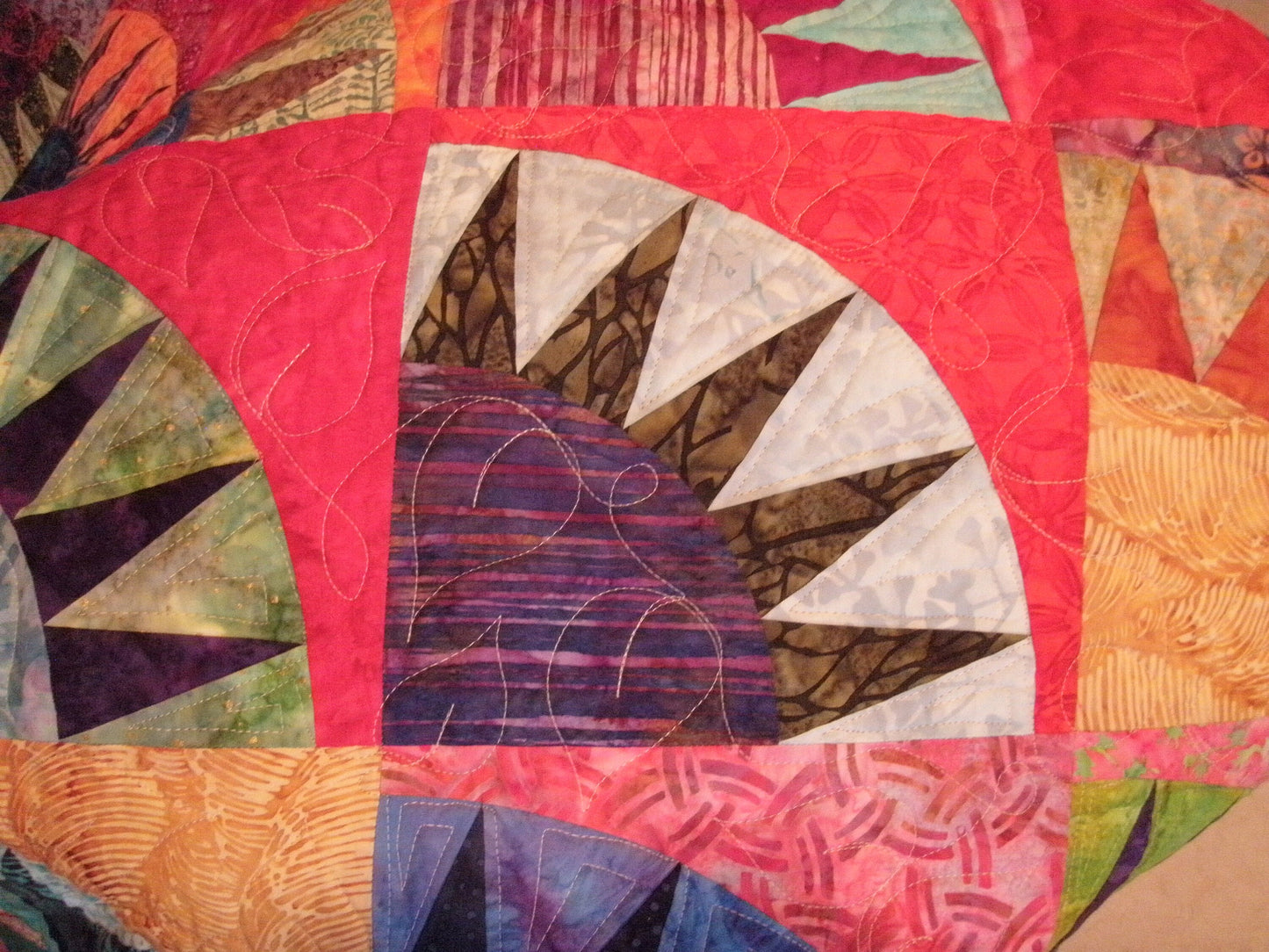 King or Queen Size Batik Quilt New York Beauty 100 x 104 inches