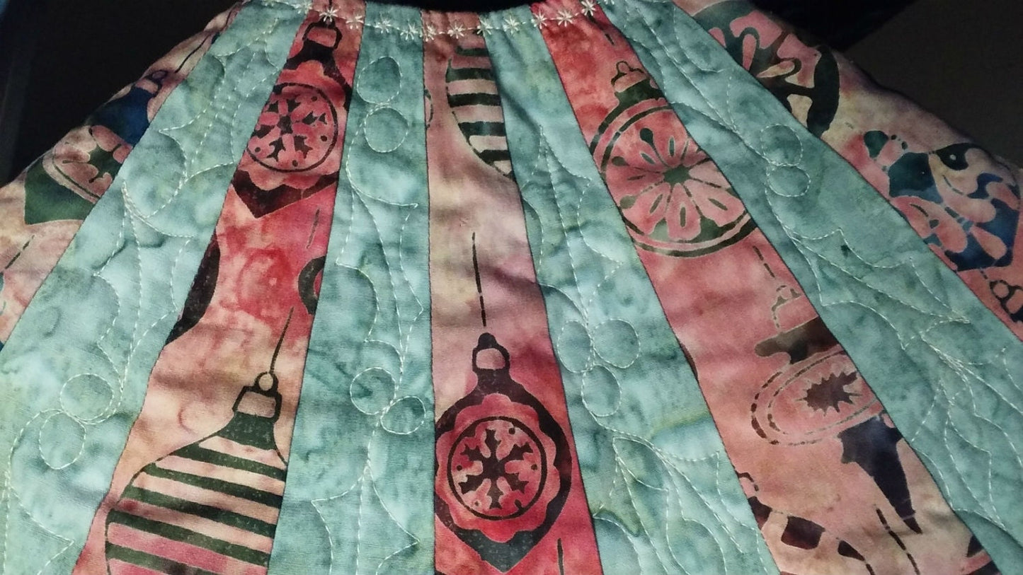 Christmas Tree Skirt Handmade Idaho Green Pink Quilted