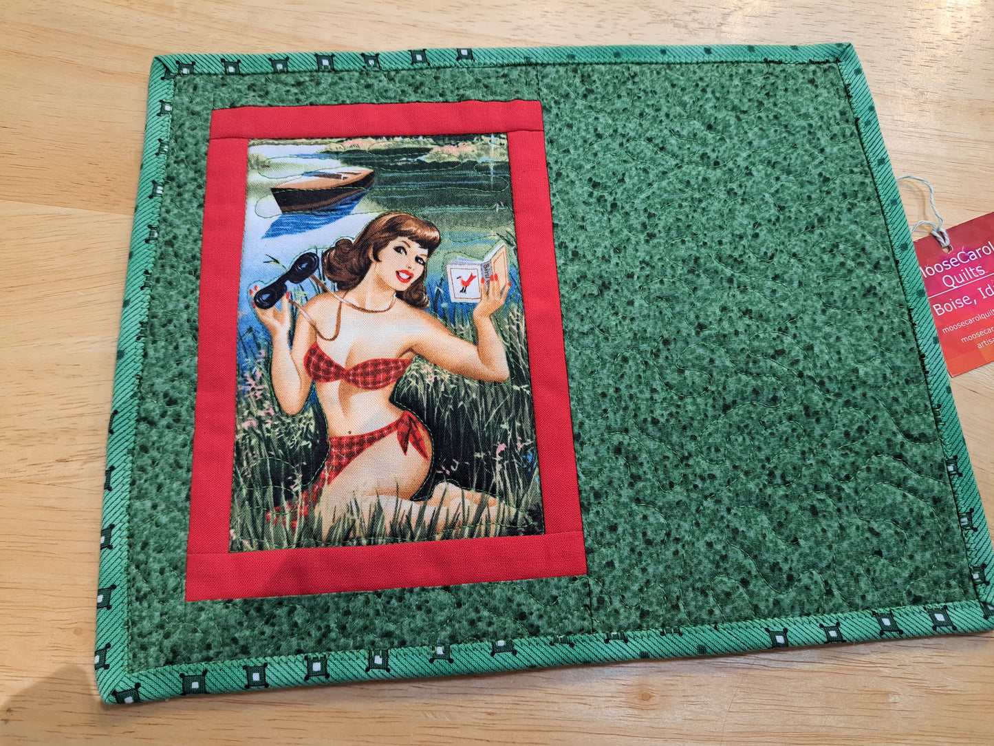 Idaho Mug Rug, Bikini Birdwatcher Lady 2