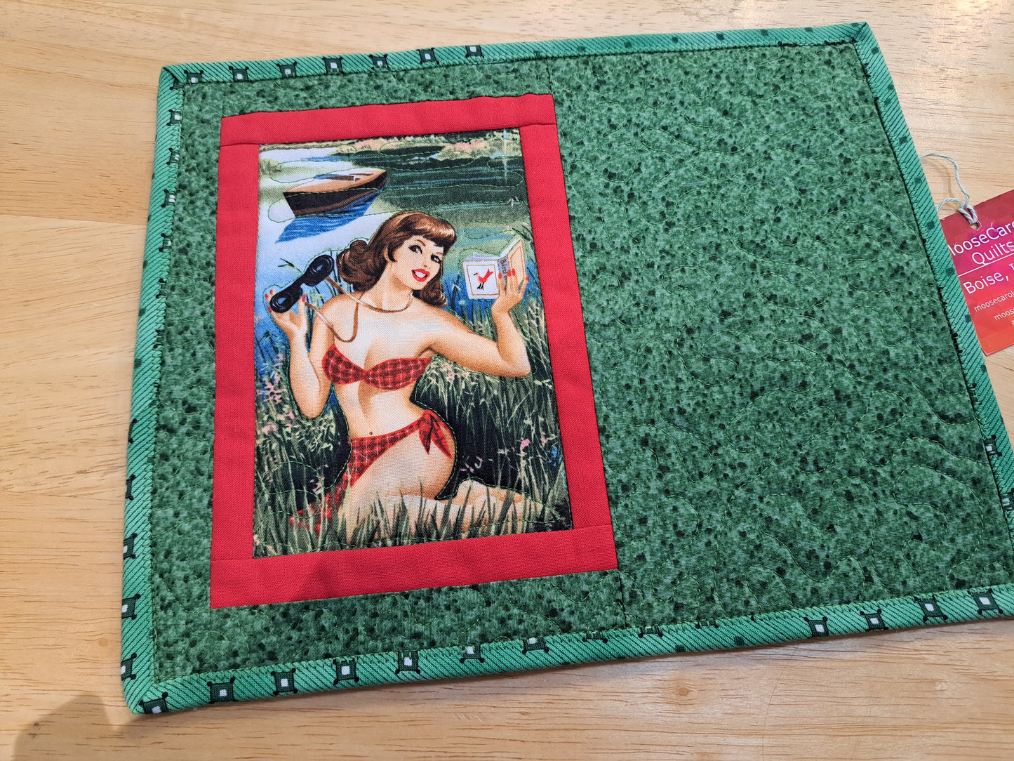 Idaho Mug Rug, Bikini Birdwatcher Lady 2