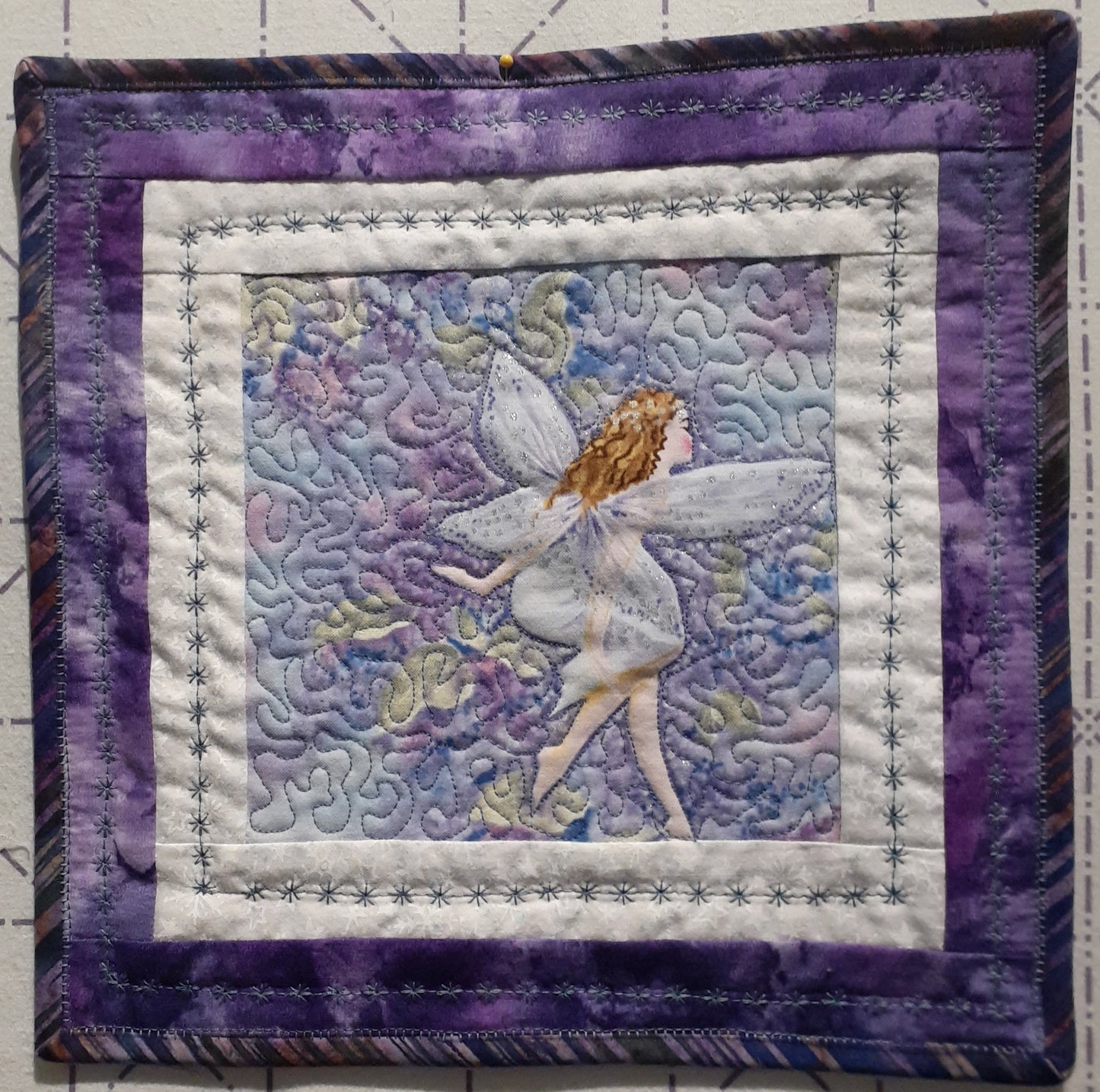 Fairies in Flowers Purple Mini Quilt (blonde)