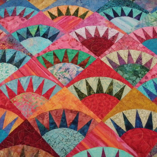 King Queen Size Batik Quilt New York Beauty 100 x 104 inches