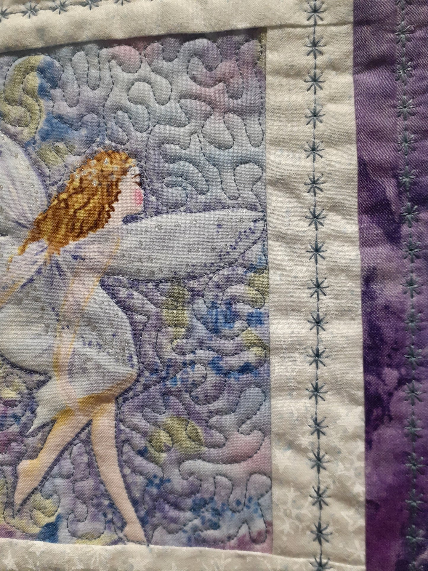 Fairies in Flowers Purple Mini Quilt (blonde)