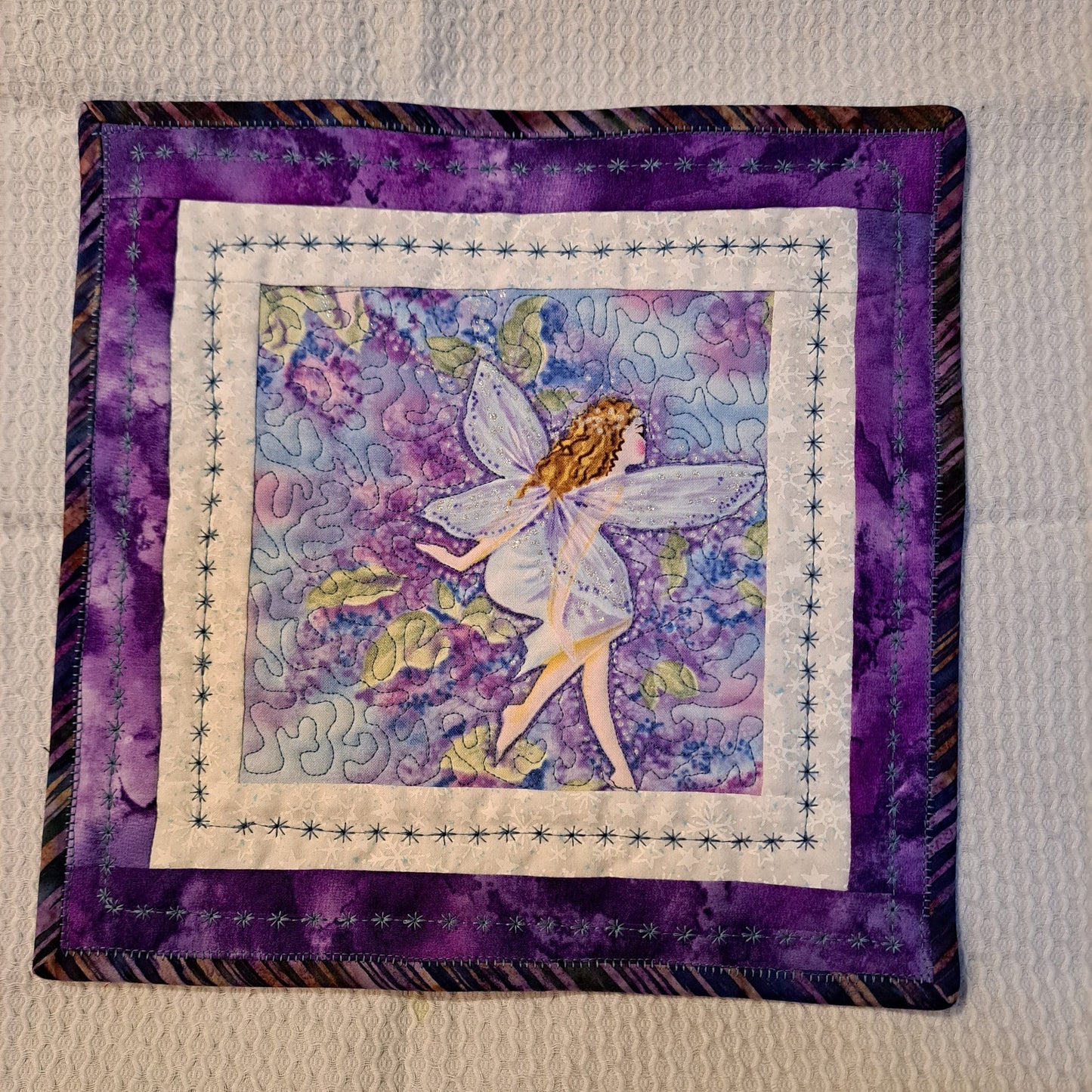 Fairies in Flowers Purple Mini Quilt (blonde)