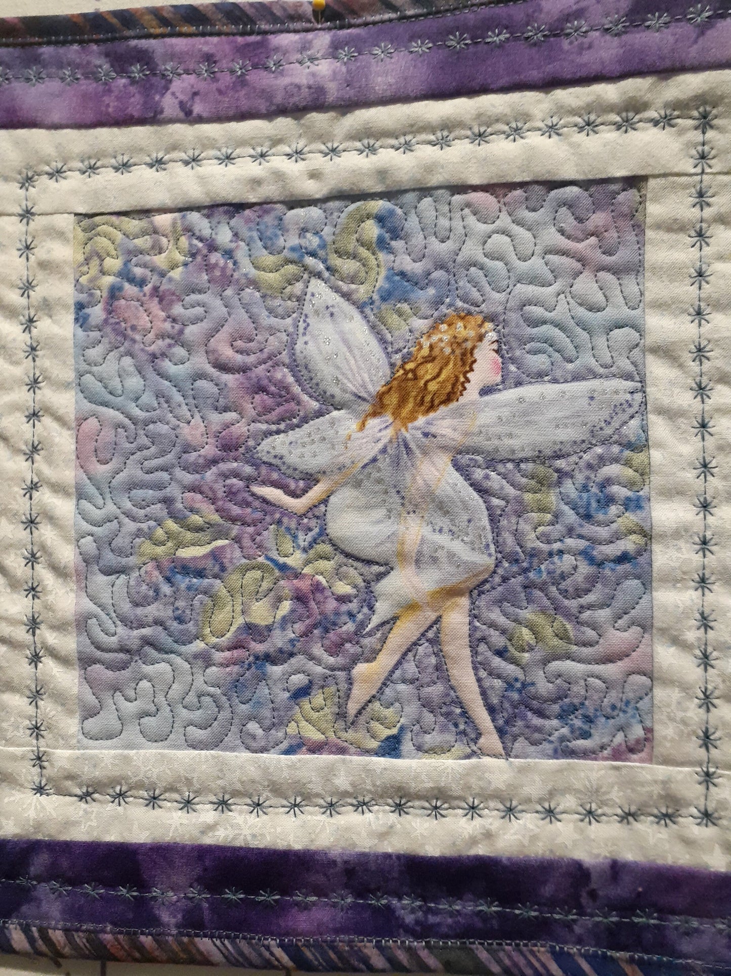 Fairies in Flowers Purple Mini Quilt (blonde)