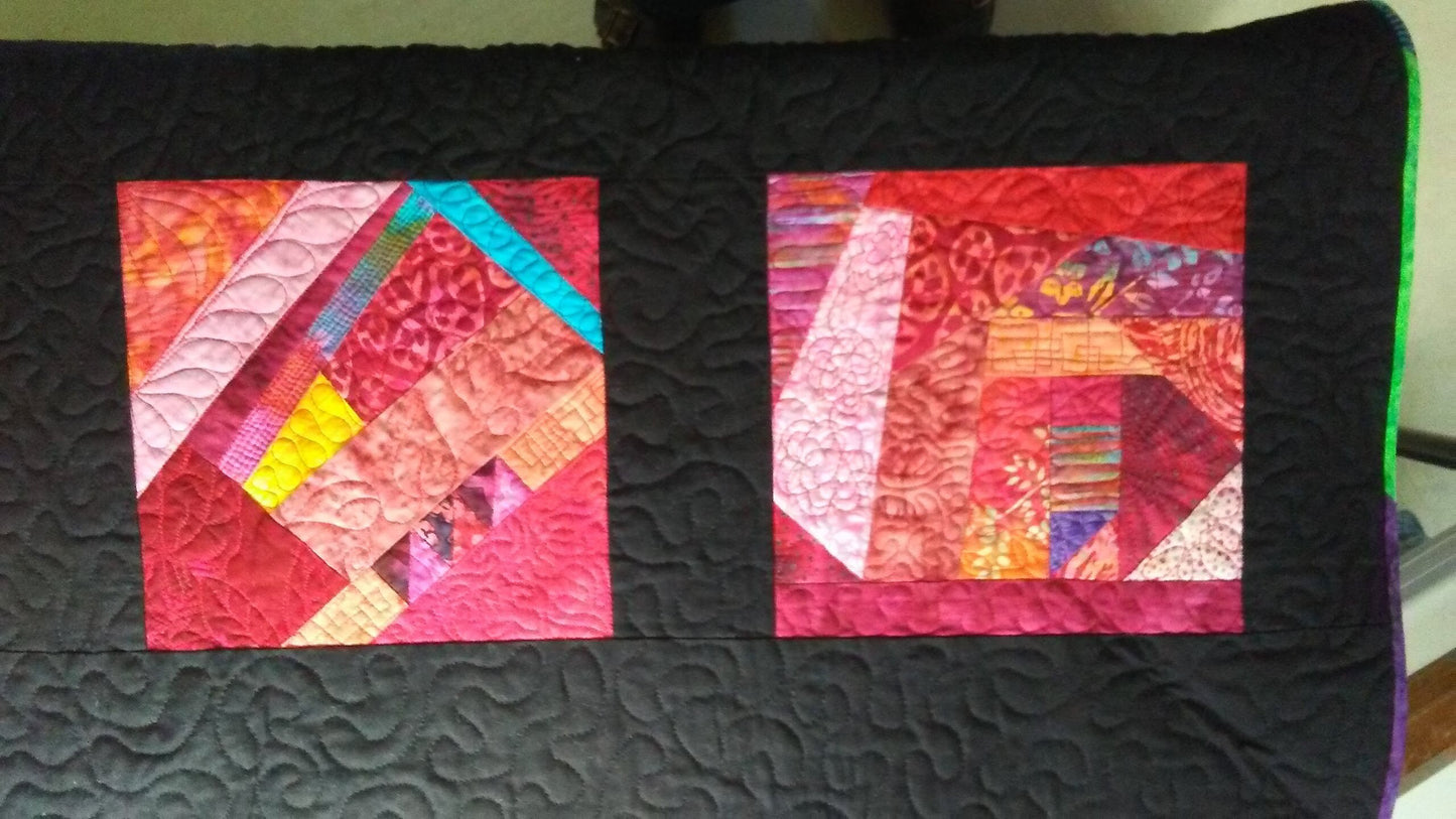 Art Quilt Crazy Modern Abstract wall hanging "Eclipse"