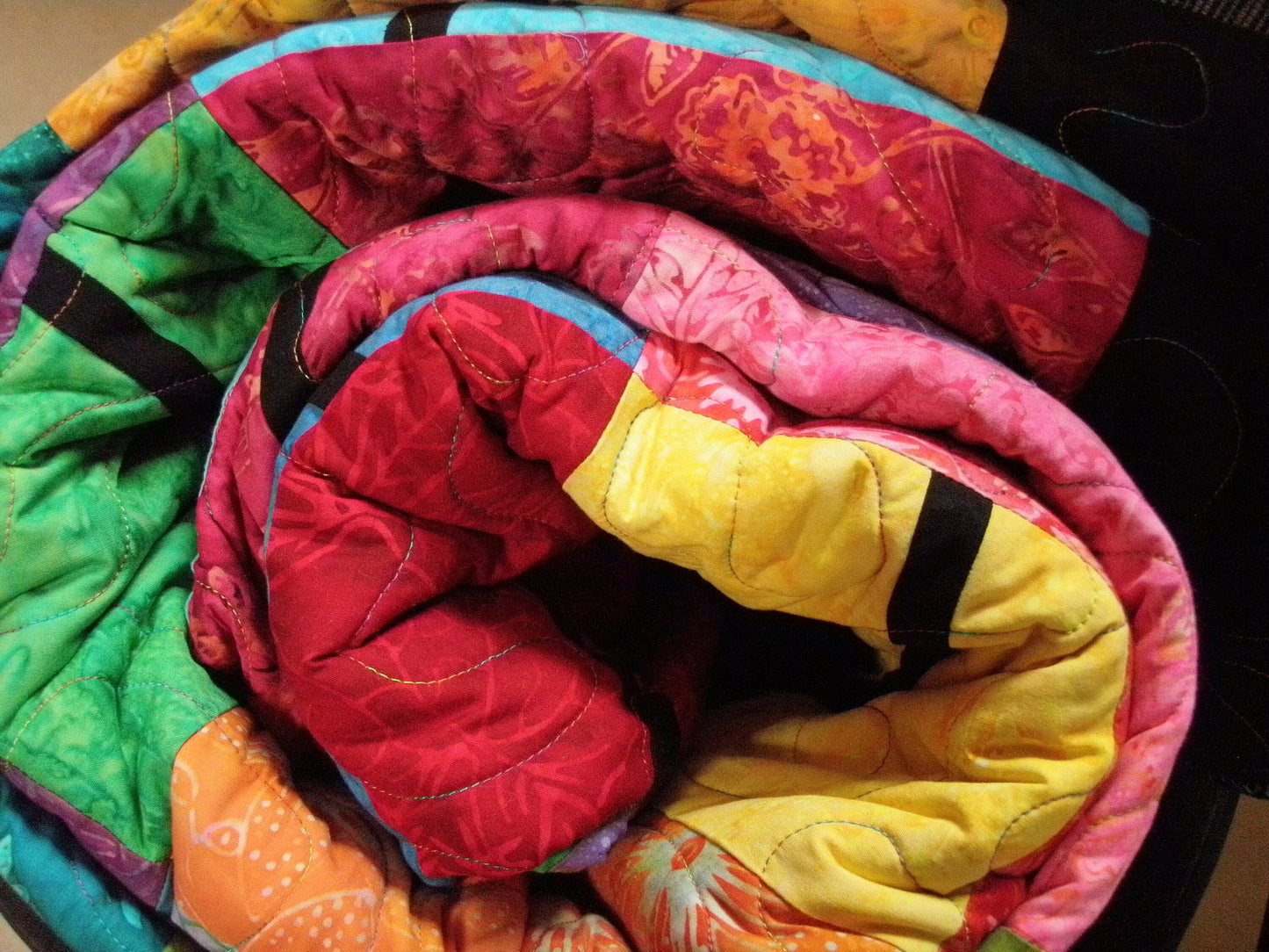 Modern Queen Quilt Rainbow Batik Color Block 82 x 100