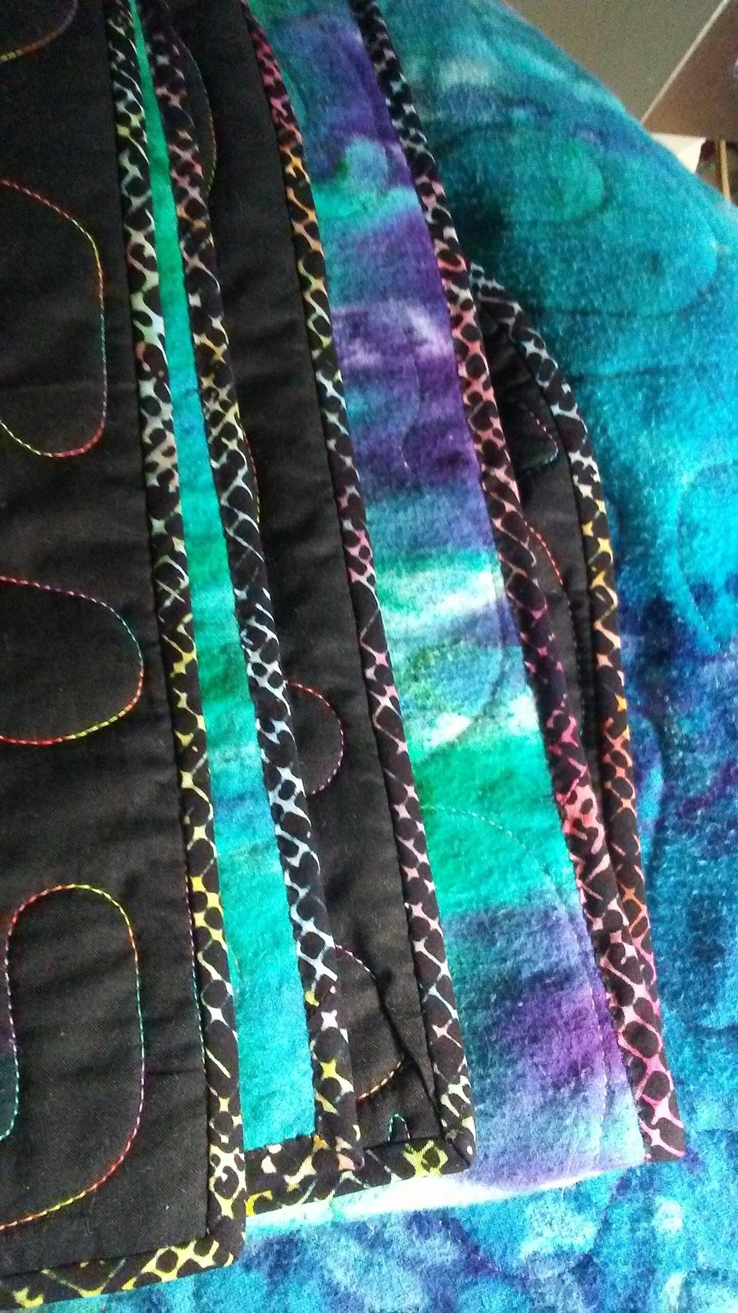 Modern Queen Quilt Rainbow Batik Color Block 82 x 100