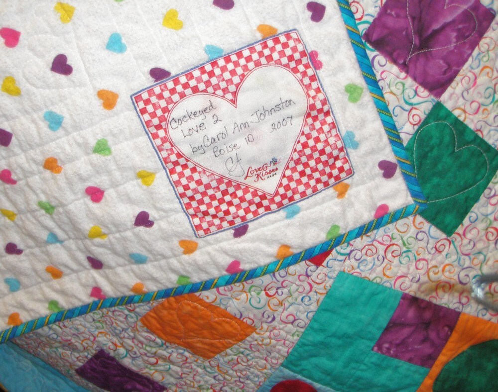 Original Handmade Patchwork Queen King Quilt - Love Party II