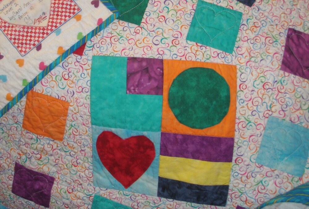 Original Handmade Patchwork Queen King Quilt - Love Party II
