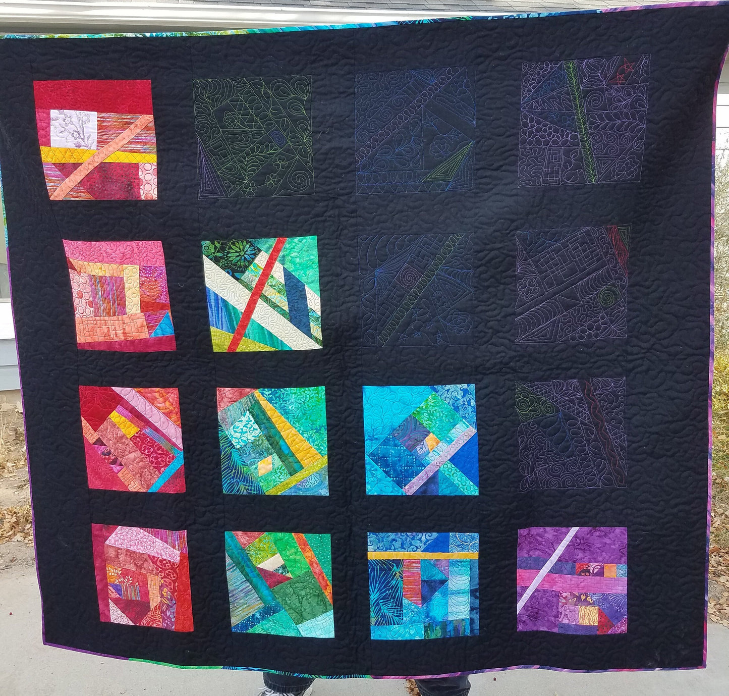 Art Quilt Crazy Modern Abstract wall hanging "Eclipse"