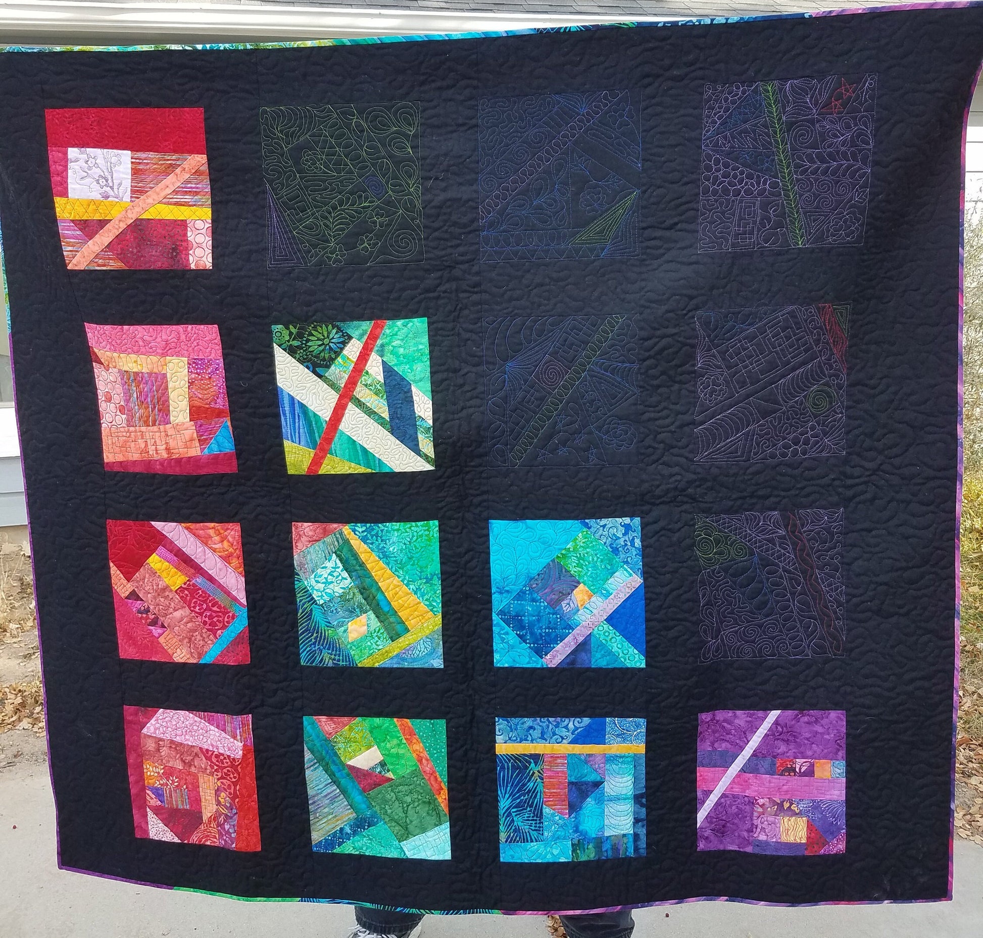 Art Quilt Crazy Modern Abstract wall hanging "Eclipse"
