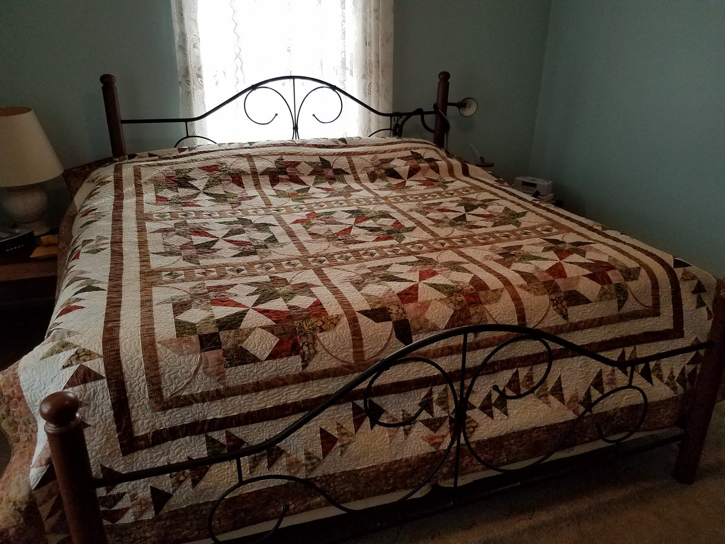 Queen King Quilt Maple Leaves & Gems Batik