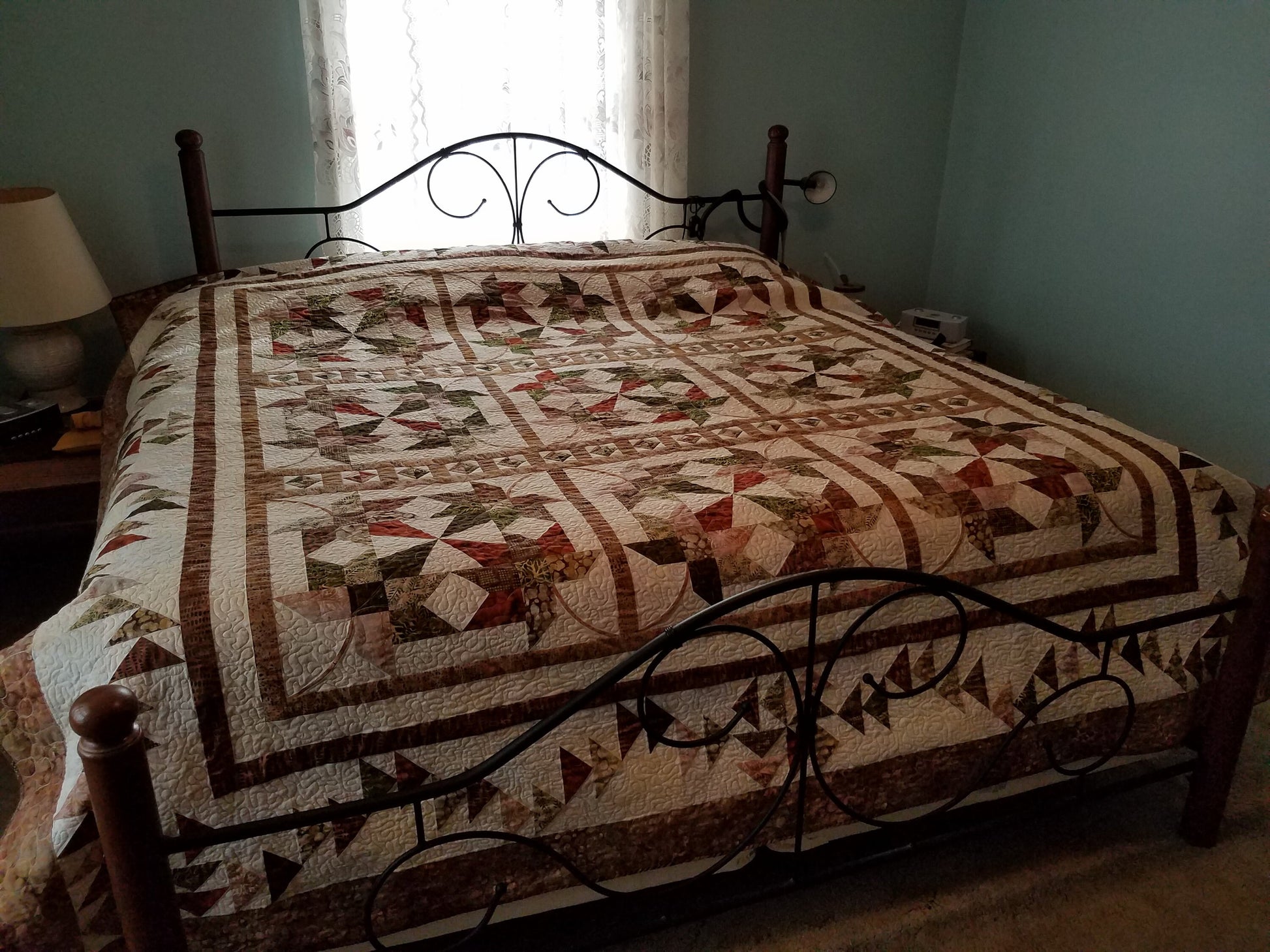 Queen King Quilt Maple Leaves & Gems Batik